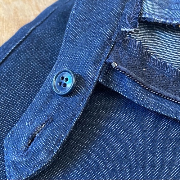 VTG 70s Dark Raw Denim Wide Leg Bermuda Shorts & Coordinated Blazer Set, sz 6/8 - Picture 11 of 16